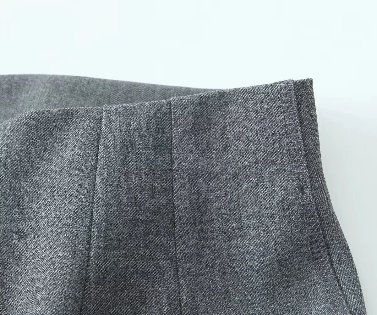 Bazaleas 2024 Elegant Grey Women Long Skirt Official High Waist Package Hip A-line Skirts
