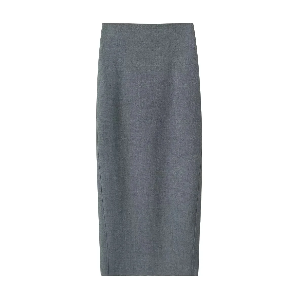 Bazaleas 2024 Elegant Grey Women Long Skirt Official High Waist Package Hip A-line Skirts