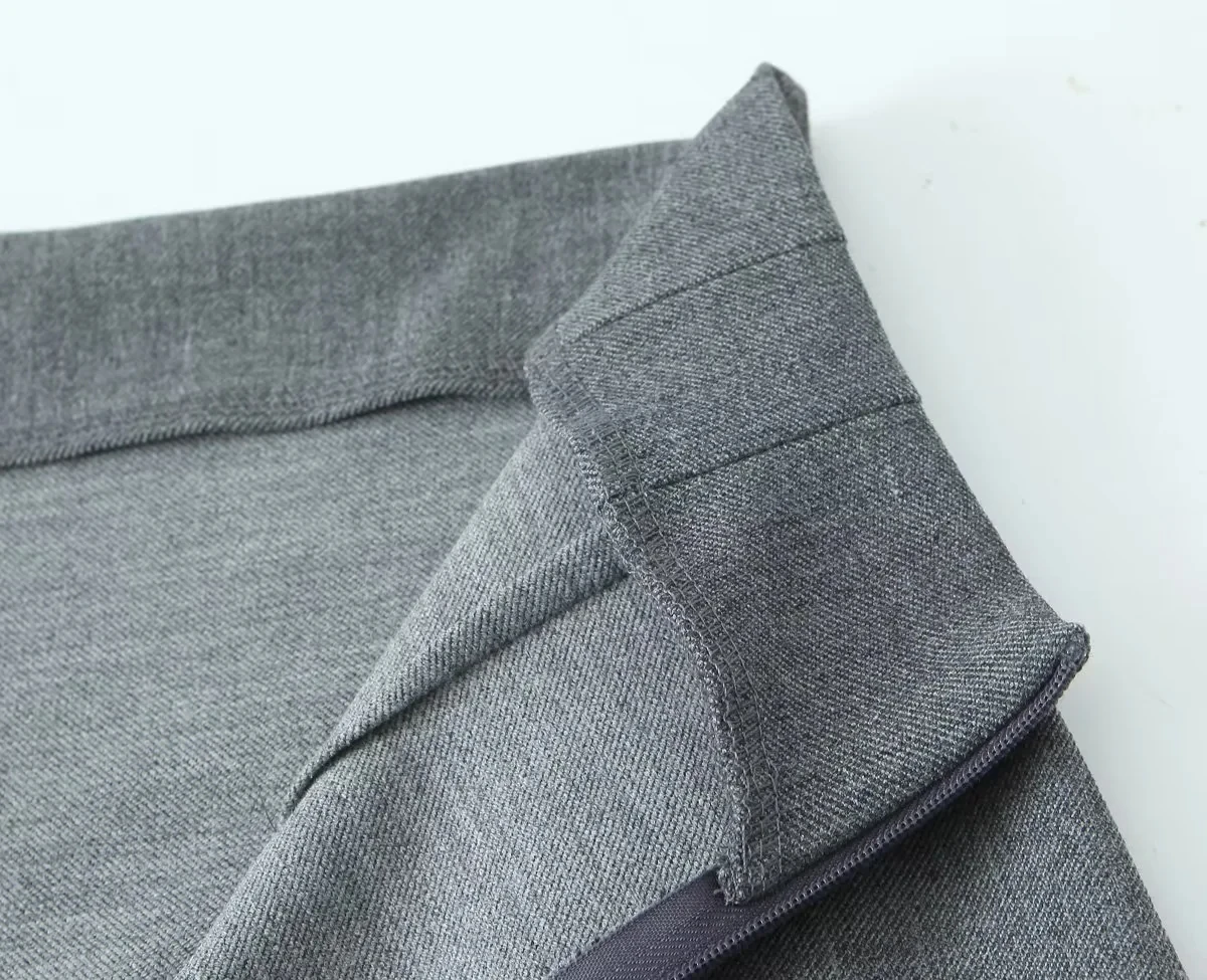 Bazaleas 2024 Elegant Grey Women Long Skirt Official High Waist Package Hip A-line Skirts