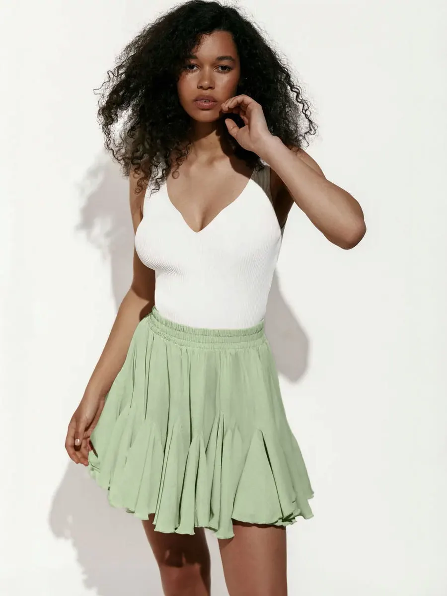 Tuularose Summer Ruffle Short Skirt Women 2025 Summer New Y2k Pleated Patchwork Skirt Casual Streetwear Office Lady Female Skirt