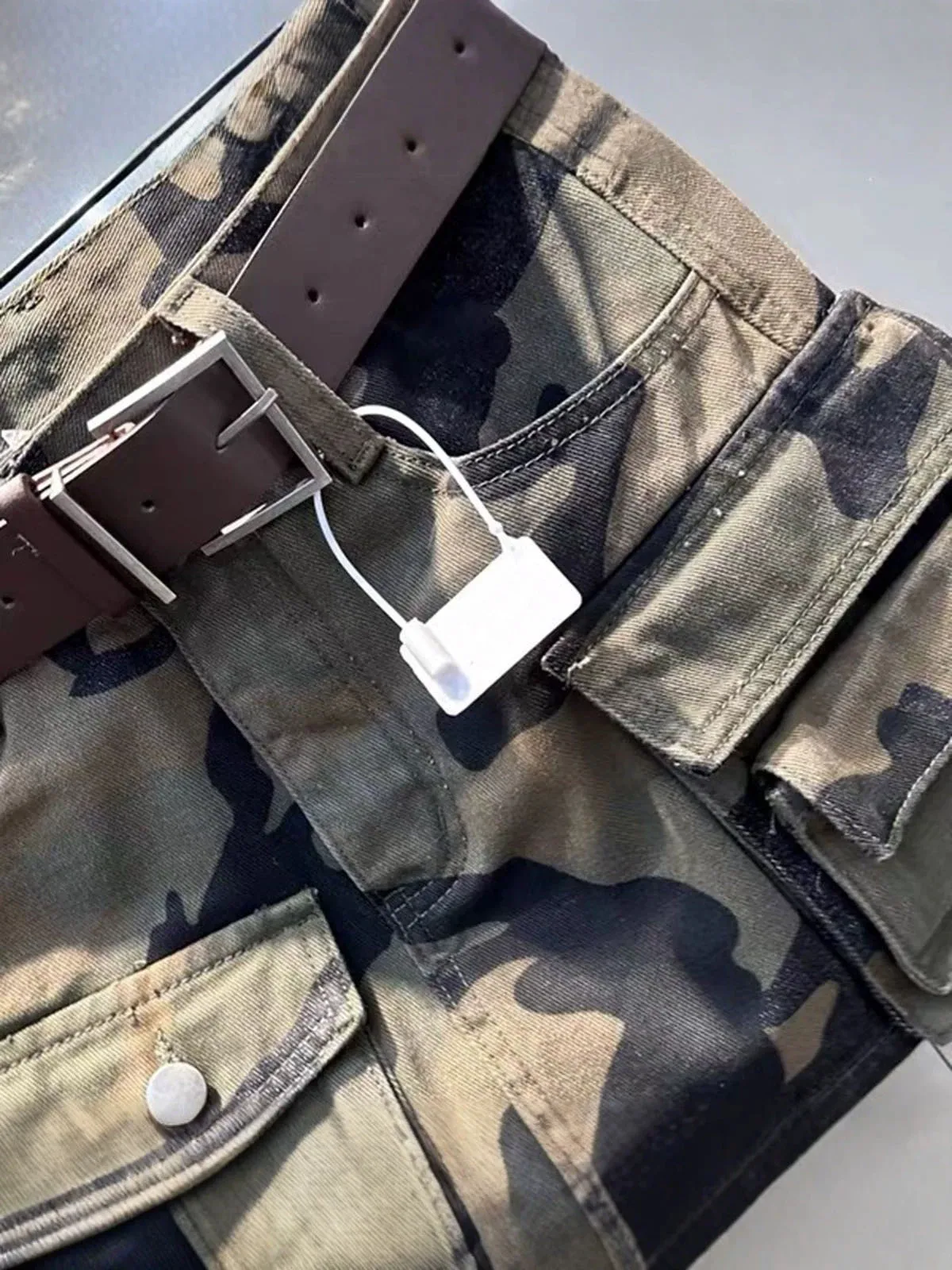 Fashion Spicy Girls Camouflage Denim Skirts American Retro Versatile High Waist Multi Pockets Skirt Summer Women's Mini Skirts