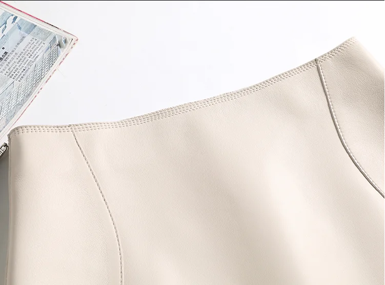 Genuine Leather Sexy Mini Skirt Women 2025 Spring South Korean Fashion High Waist A-line Skirt High street