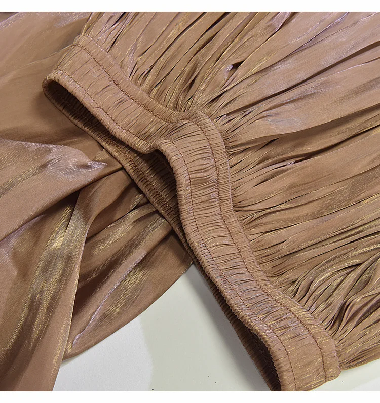 2025 Women Summer White Long Skirt Chic Brand Top Quality Women Pleated Skirts High Waist Women Pink Skirts Faldas Saias Jupe