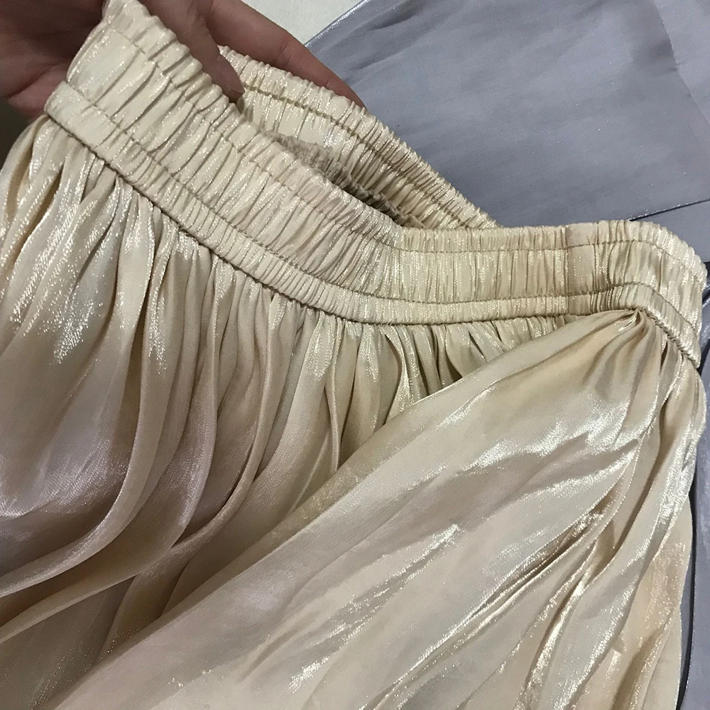 2025 Women Summer White Long Skirt Chic Brand Top Quality Women Pleated Skirts High Waist Women Pink Skirts Faldas Saias Jupe
