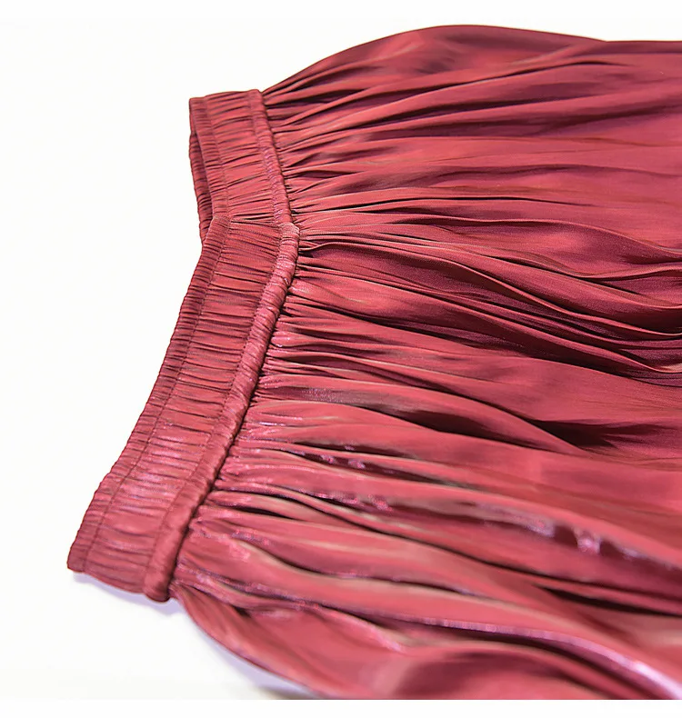 2025 Women Summer White Long Skirt Chic Brand Top Quality Women Pleated Skirts High Waist Women Pink Skirts Faldas Saias Jupe