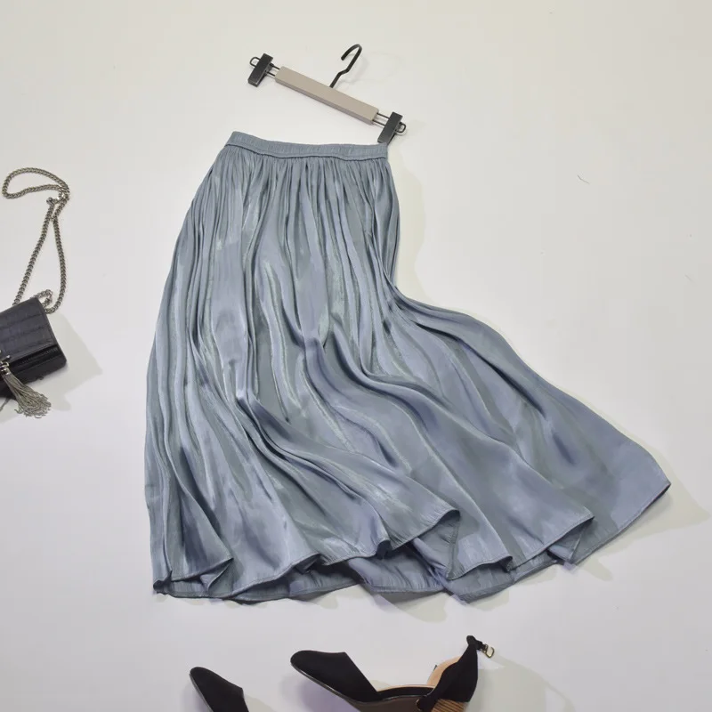 2025 Women Summer White Long Skirt Chic Brand Top Quality Women Pleated Skirts High Waist Women Pink Skirts Faldas Saias Jupe