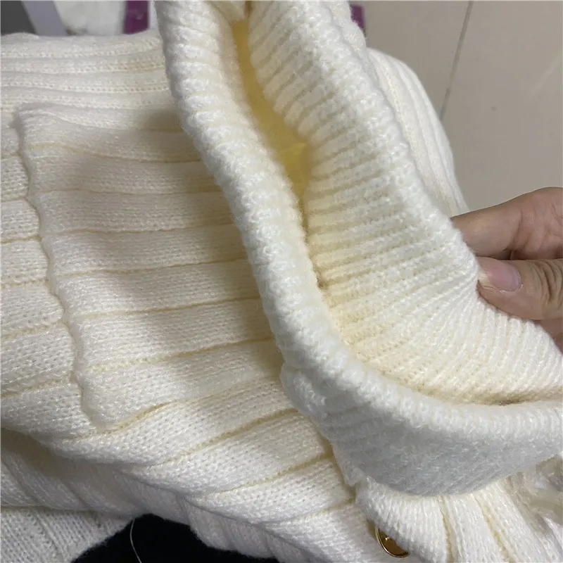 New High End Elegant Knitted Skirt Women Office Lady High Waist Fashion Single Breasted Slim Wrapped Hip Midi Skirt