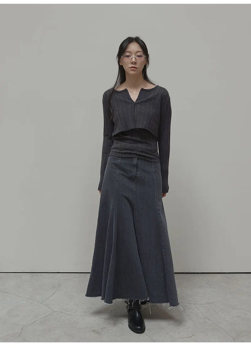Vintage Black Denim High Waist Long Skirts For Women 2025 Autumn Winter New Fashion Blue Elegant Fishtail Wrapped Hip Jean Skirt