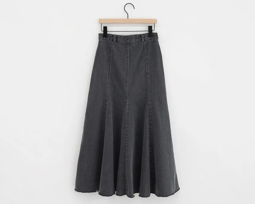 Vintage Black Denim High Waist Long Skirts For Women 2025 Autumn Winter New Fashion Blue Elegant Fishtail Wrapped Hip Jean Skirt