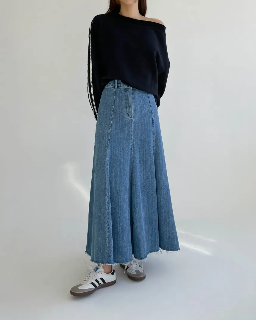 Vintage Black Denim High Waist Long Skirts For Women 2025 Autumn Winter New Fashion Blue Elegant Fishtail Wrapped Hip Jean Skirt
