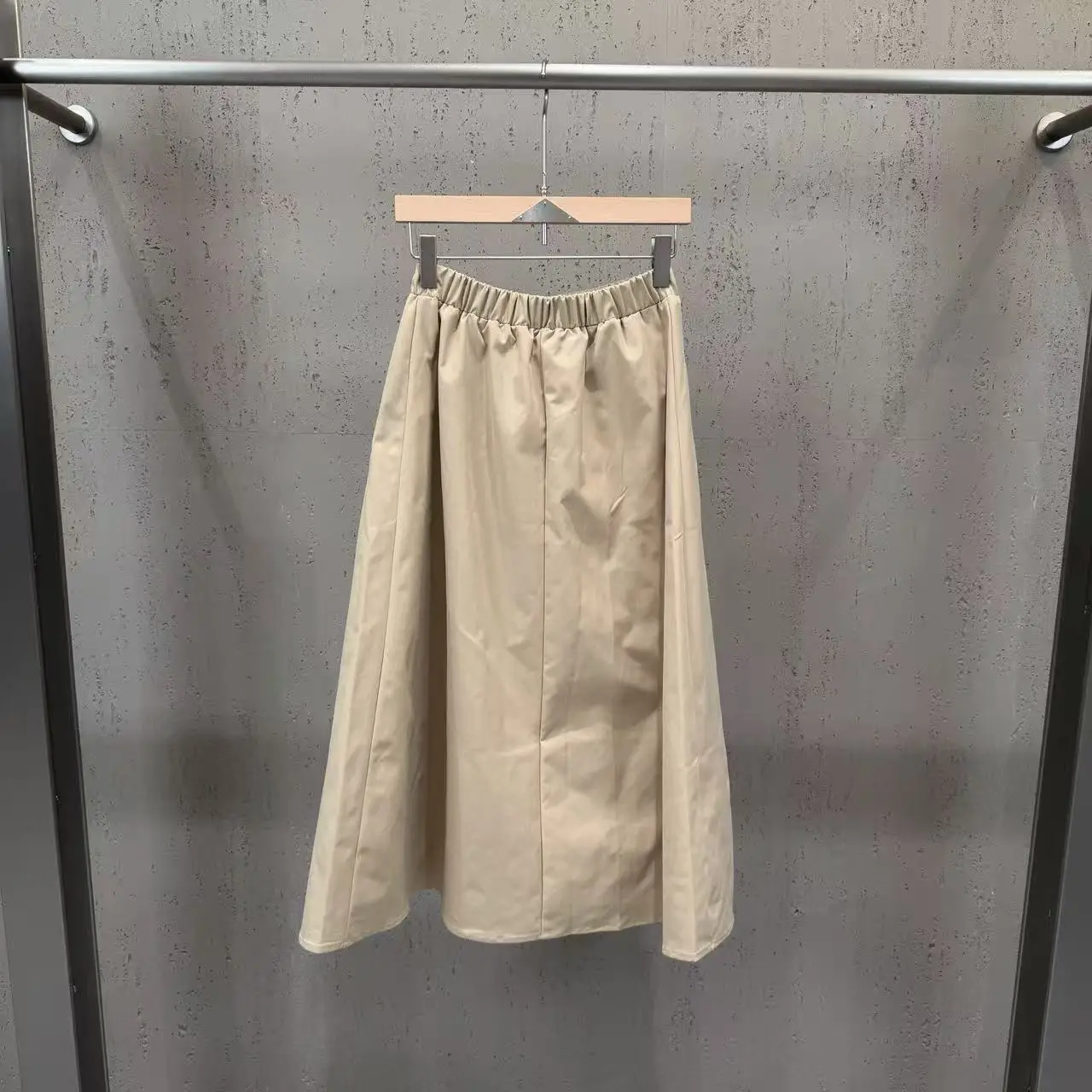 High Street Skirts Women's Retro Double Zipper Pocket Elastic Waist Elegant Style A-line Streetwear Skirt Nylon Fabric