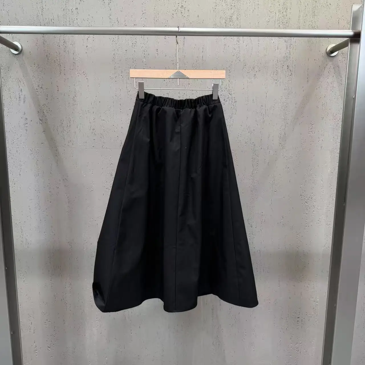 High Street Skirts Women's Retro Double Zipper Pocket Elastic Waist Elegant Style A-line Streetwear Skirt Nylon Fabric
