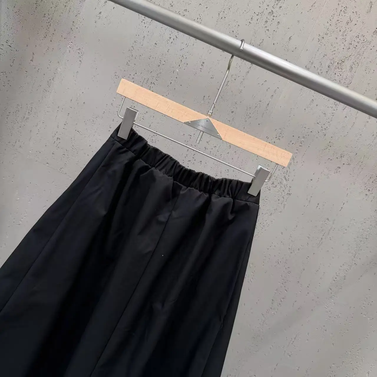 High Street Skirts Women's Retro Double Zipper Pocket Elastic Waist Elegant Style A-line Streetwear Skirt Nylon Fabric