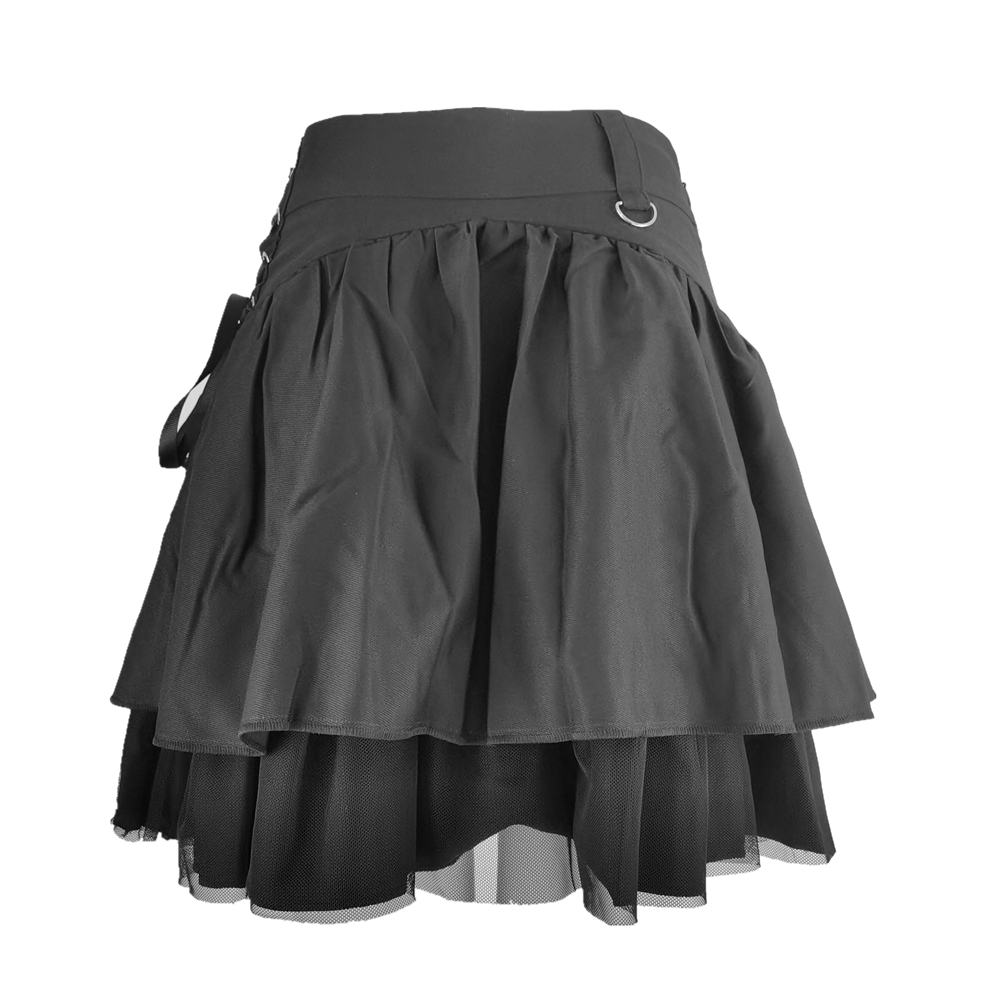 Black Retro Skirt Korean Sweet Kawaii Women Summer Streetwear Ladies Short Skirts Casual All Match Ball Gown Saia Female