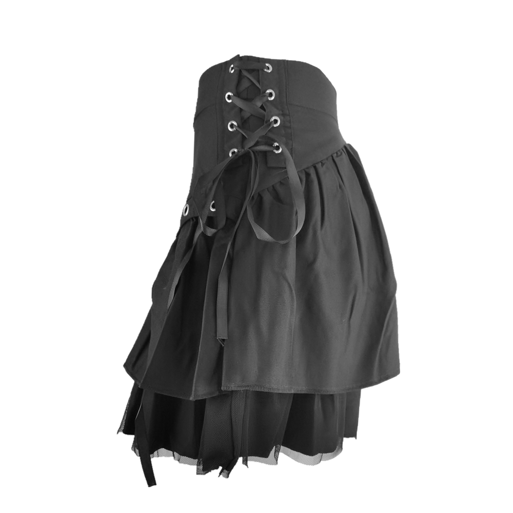 Black Retro Skirt Korean Sweet Kawaii Women Summer Streetwear Ladies Short Skirts Casual All Match Ball Gown Saia Female