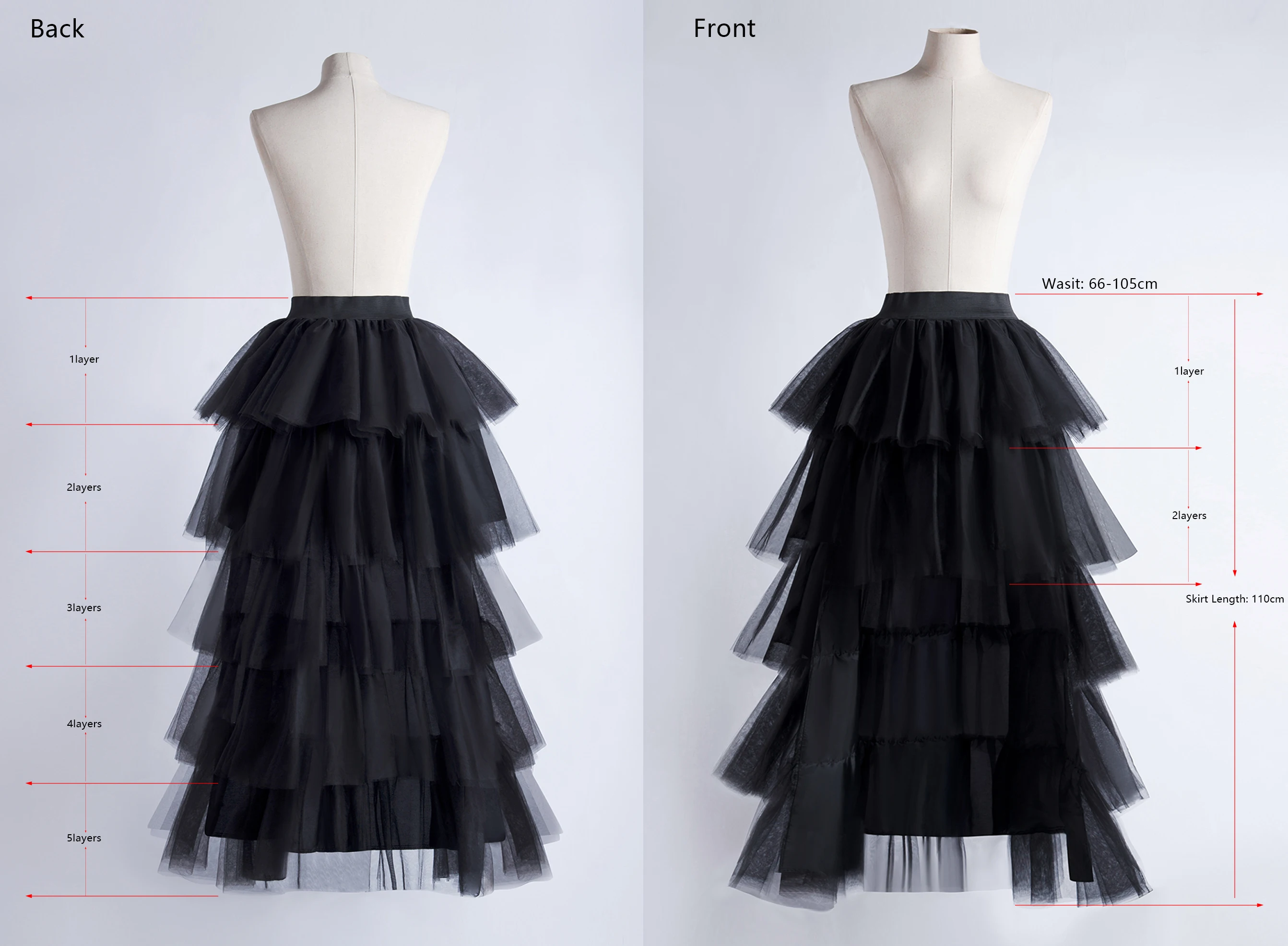 Pink Fluffy Tulle High Low Skirt Puffy Tiered Women's Tutu Skirts Party Night Maxi Dress Cosplay A-Line Petticoat