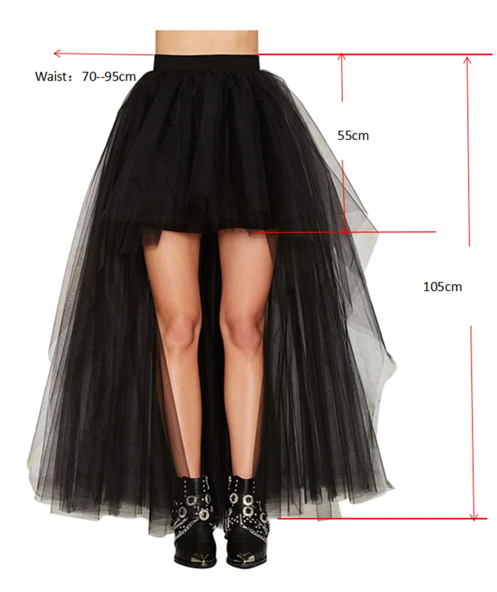 Pink Fluffy Tulle High Low Skirt Puffy Tiered Women's Tutu Skirts Party Night Maxi Dress Cosplay A-Line Petticoat