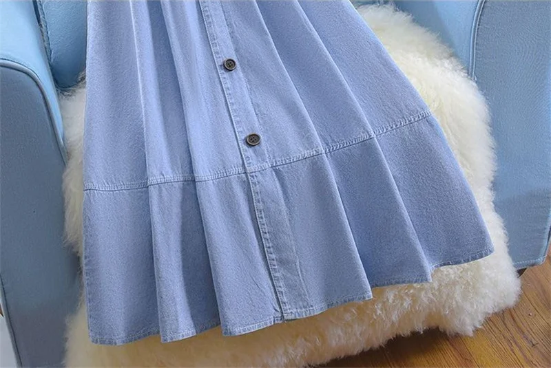Women Large Size 5XL Cowboy Skirt Design Sense Niche Ladies Fashion Denim Maxi Skirt 2025 Feminine High Waist Jeans Long Skirts