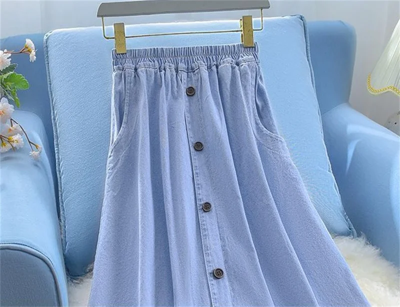 Women Large Size 5XL Cowboy Skirt Design Sense Niche Ladies Fashion Denim Maxi Skirt 2025 Feminine High Waist Jeans Long Skirts
