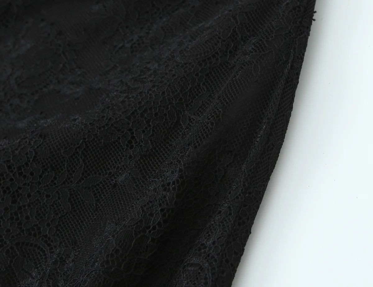 Sexy Women Lace Trim Bow Mini Skirt Mid-rise Black Skirts