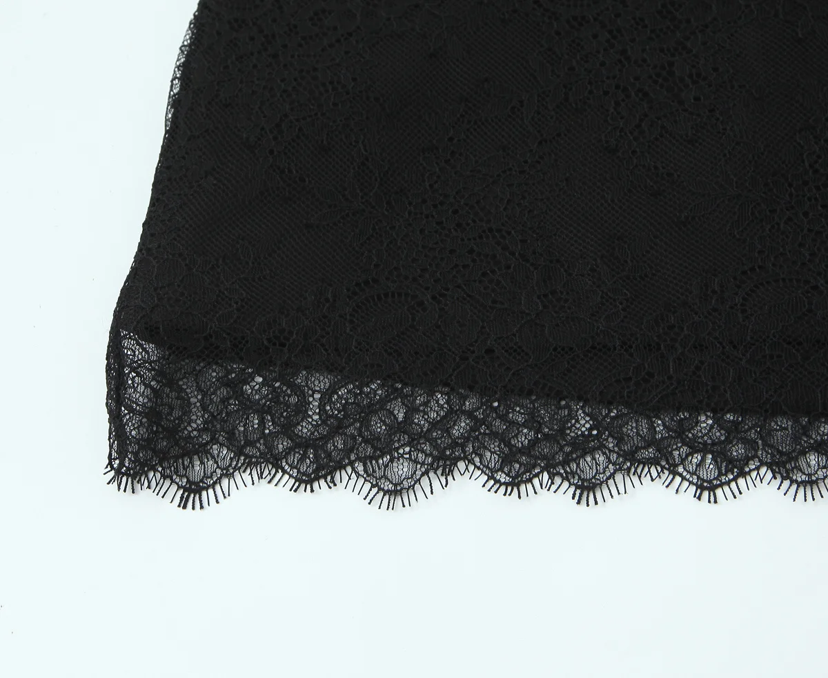 Sexy Women Lace Trim Bow Mini Skirt Mid-rise Black Skirts