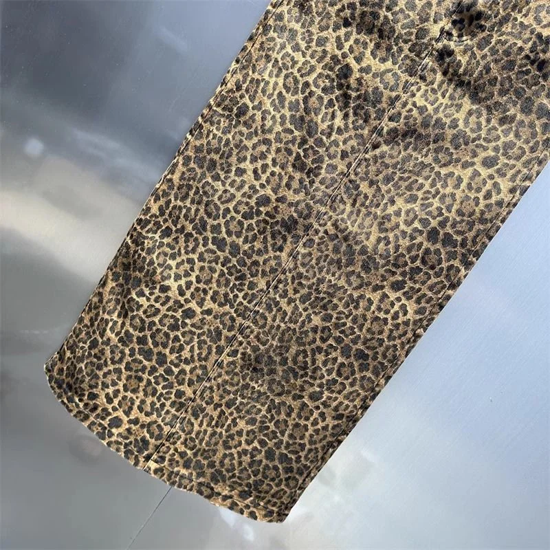 Ladies New Temperament Leopard Fashion Skirt spring Summer And Autumn New High Waist Slim Fashion Joker Button Denim Hip Skirt