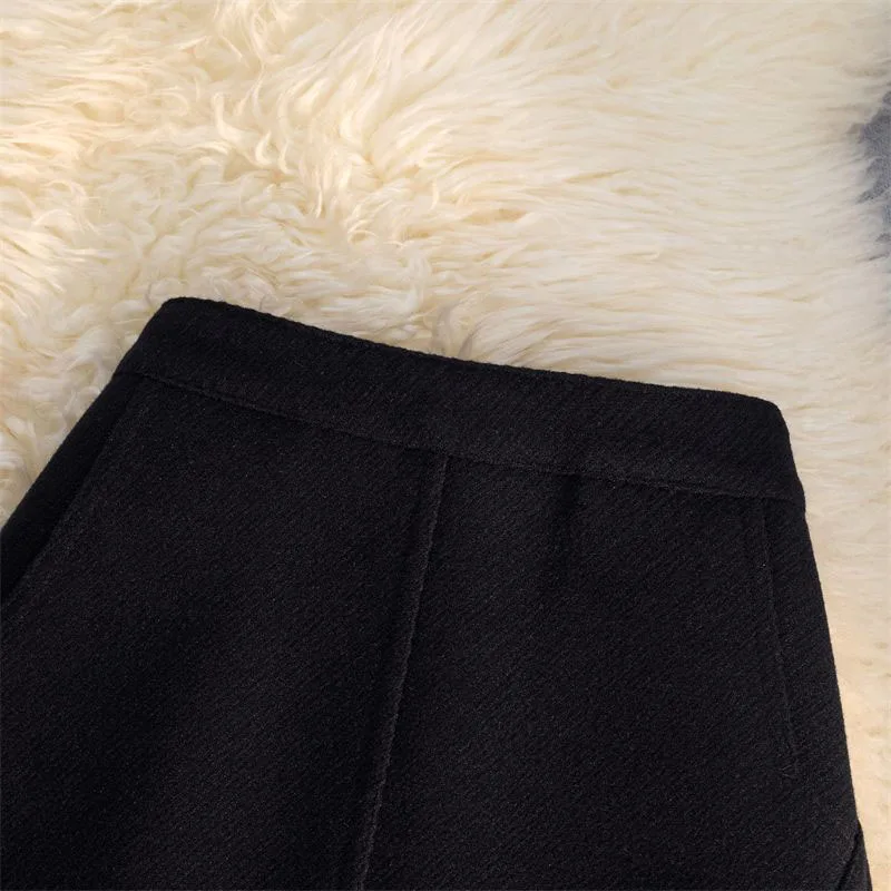 Fashion Faux Wool Women Mini Skirts Korean Elegant Office Lady A Line Skirts High Waist Streetwear Slim All Match Female Skirts