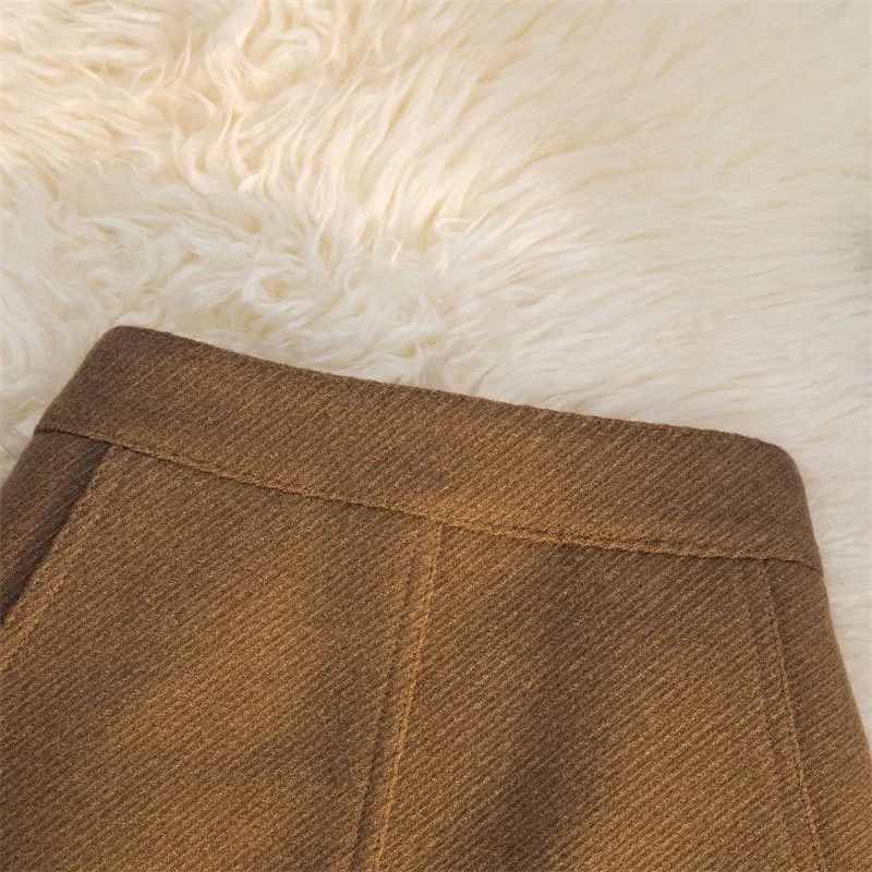 Fashion Faux Wool Women Mini Skirts Korean Elegant Office Lady A Line Skirts High Waist Streetwear Slim All Match Female Skirts