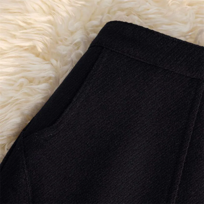 Fashion Faux Wool Women Mini Skirts Korean Elegant Office Lady A Line Skirts High Waist Streetwear Slim All Match Female Skirts