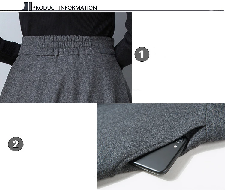 Winter Women Long Woolen Skirt Fashion High Waist Basic Wool Skirts Female Casual Thick Warm Elastic A-Line Maxi Skirts O839