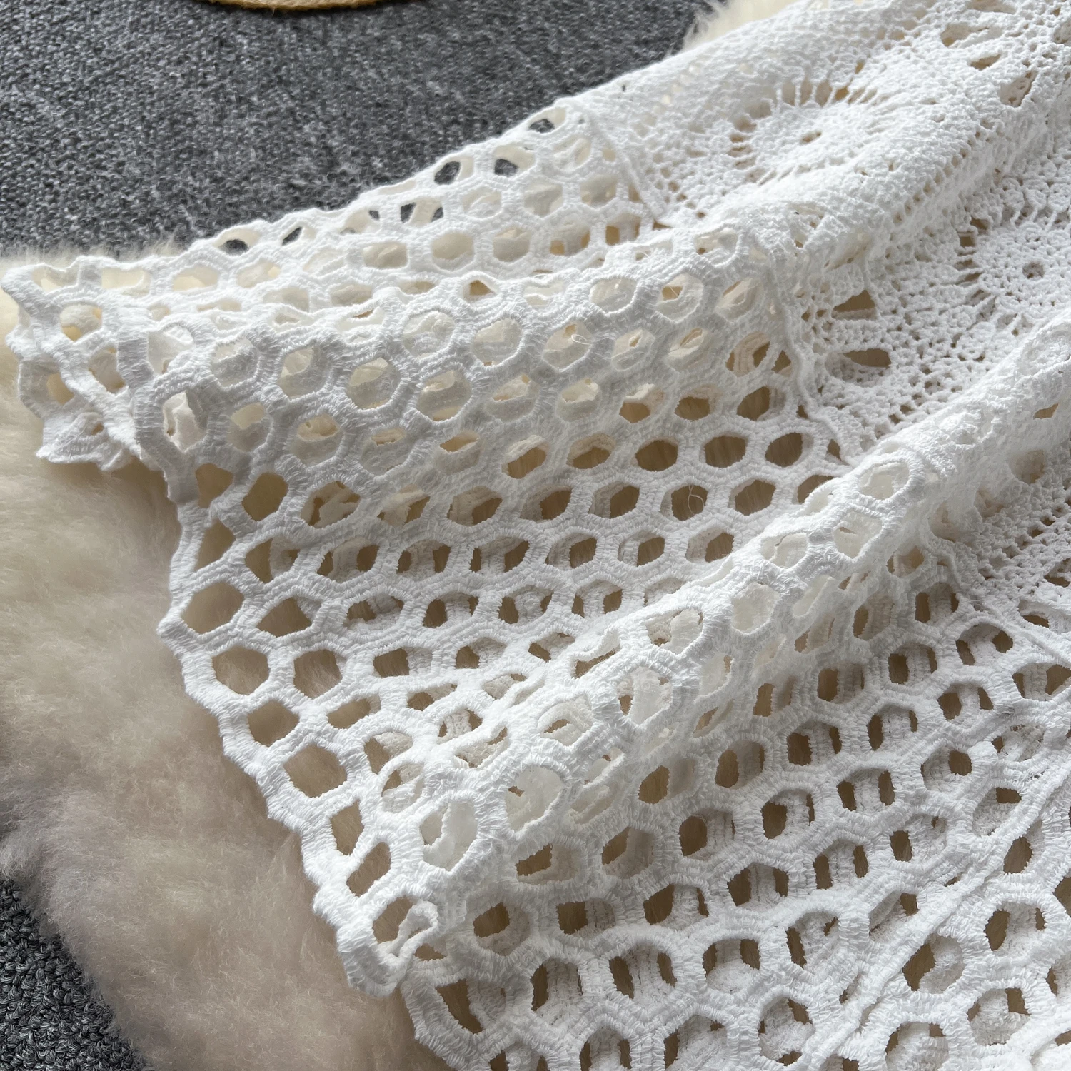 Cotton Floral Crochet Knitted Lace Skirt For Women Vintage Hollow Out Elastic Waist Skirts Summer Holiday Long Boho Beach Falda