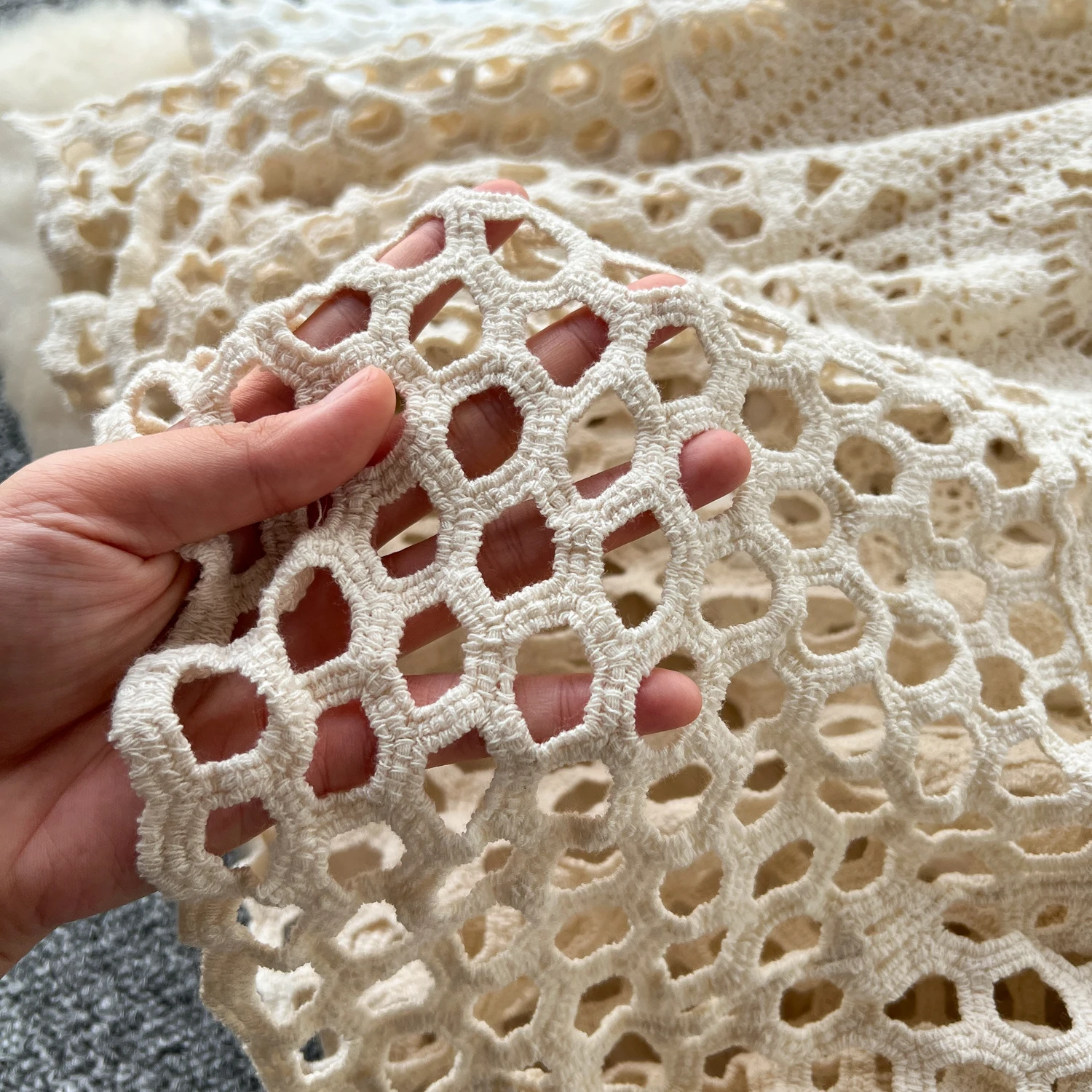 Cotton Floral Crochet Knitted Lace Skirt For Women Vintage Hollow Out Elastic Waist Skirts Summer Holiday Long Boho Beach Falda