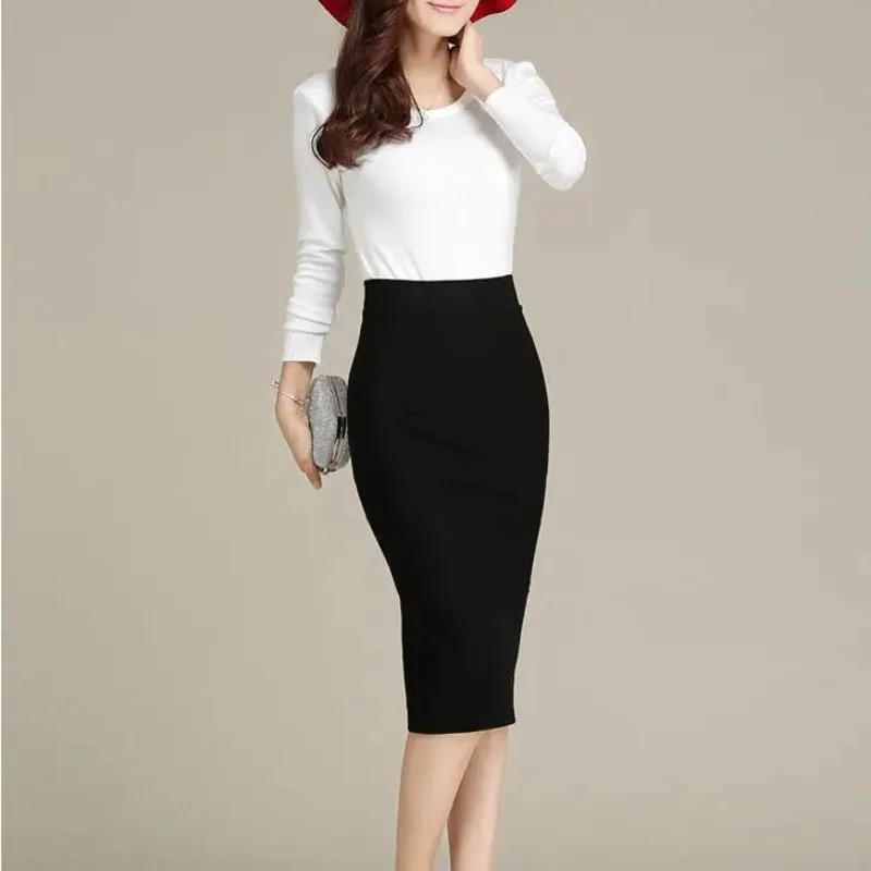 New Women Slim High Waist Long Section Of The Thin Split Step Hip Professional Skirts
