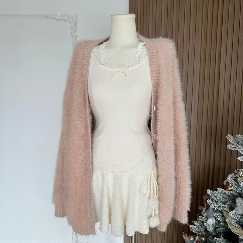MEXZT Kawaii White Mini Skirts Women Preppy Cute High Waist Skirt Winter Japanese Streetwear Lace Up Chic Slim A Line Faldas New