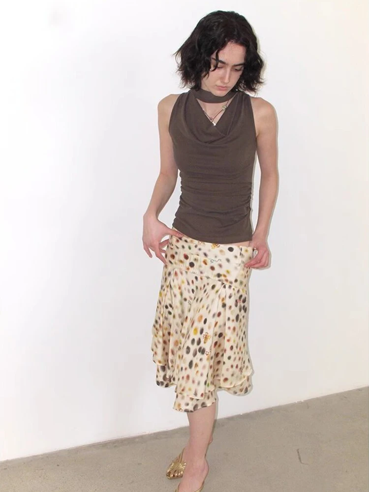 CHEERART Psychedelic Dot Summer Skirt For Women Designer Layered A Line Knee Length Ladies Skirt 2026 Fashion Trends