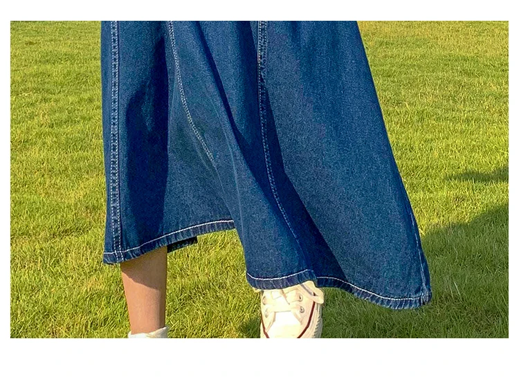 Maxi Long Skirts Women Spring Summer Casual High Waisted Jean Skirt Ladies Splicing A-Line Ruffle Denim Skirt Plus Size  5XL 6XL