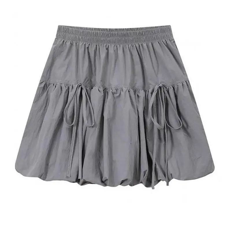 Yedinas Gothic Ball Gown Mini Skirt Women Summer 2024 Bow Korean Fashion Elastic Waist Pleated Short Skirt For Women Y2k Chic