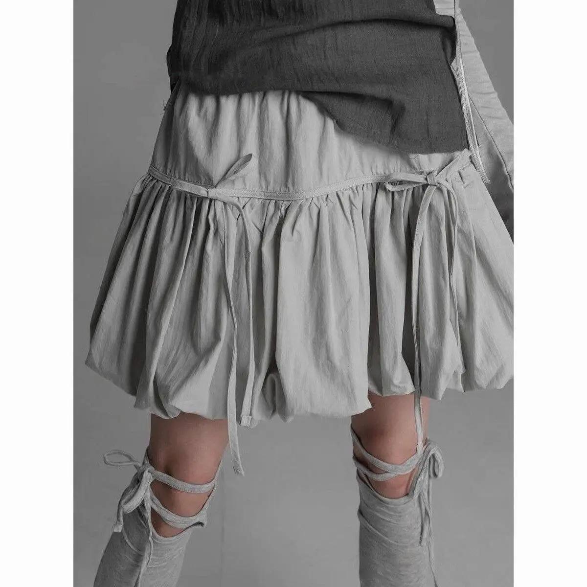 Yedinas Gothic Ball Gown Mini Skirt Women Summer 2024 Bow Korean Fashion Elastic Waist Pleated Short Skirt For Women Y2k Chic