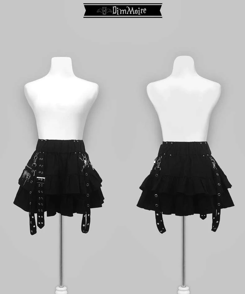 Mine Series Y2k Black Elastic Waist Skirt Summer Student Girls Sweet Cool Mini Skirt Harajuku Academic Subculture Cake Skirt