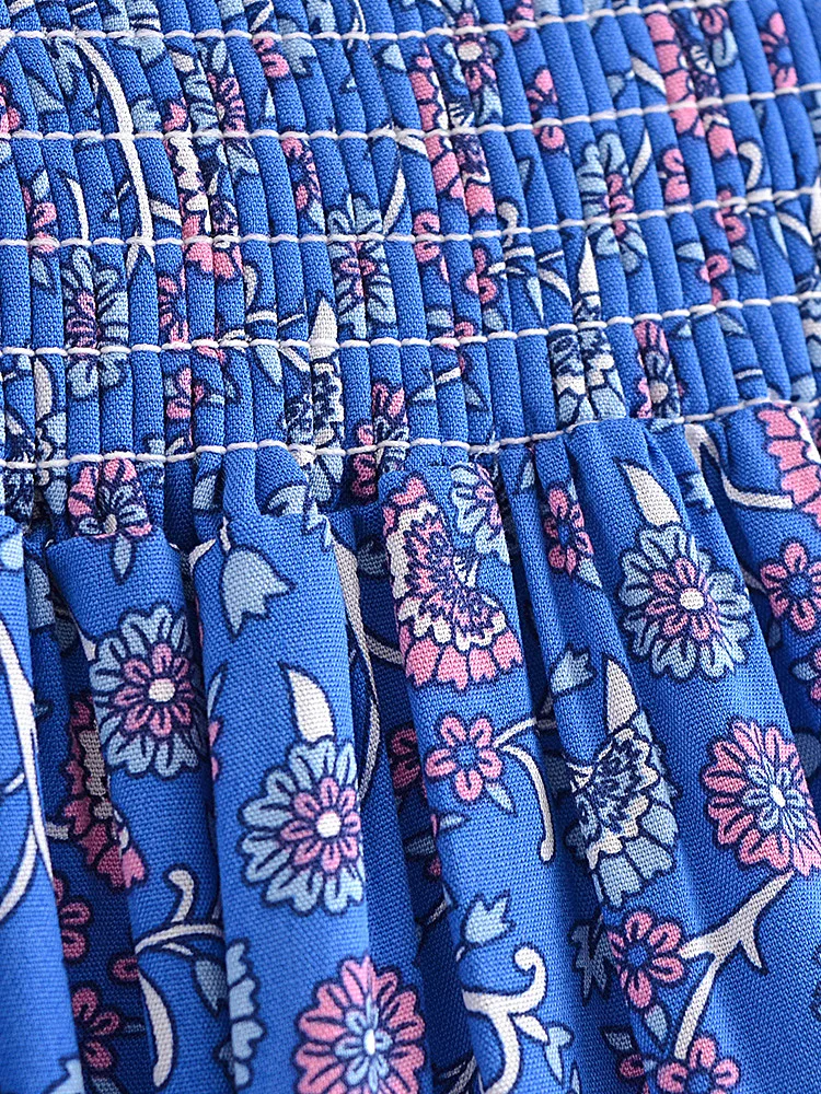 Vintage Chic Fashion Women Floral Print Beach Bohemian Pleated Skirt Rayon Cotton Elastic High-waisted Boho Maxi Skirts Femme