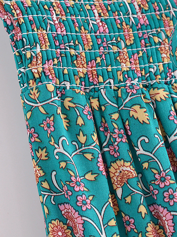 Vintage Chic Fashion Women Floral Print Beach Bohemian Pleated Skirt Rayon Cotton Elastic High-waisted Boho Maxi Skirts Femme