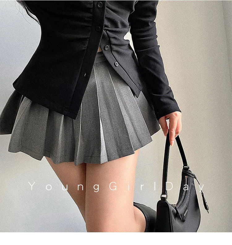  Pleated Skirt with Shorts Women Sexy High Waist White Black A-line Korean Gyaru Mini Tennis Skirt School Girl Summer