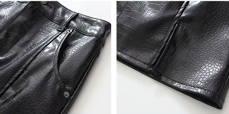 black Crocodile Embossed Leather Skirts women Fashion Side Split Bodycon PU Mini Skirts women Sexy Club Streetwear Short Skirt
