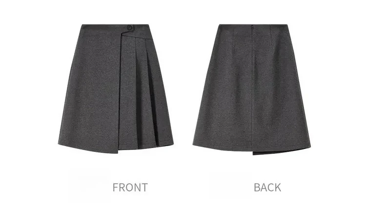SENTUBILA A Line Skirt for Women 2026 High Waisted Button Decor Irregular Side Pleated Skirt Casual Warm Lady Clothing 154QB6391