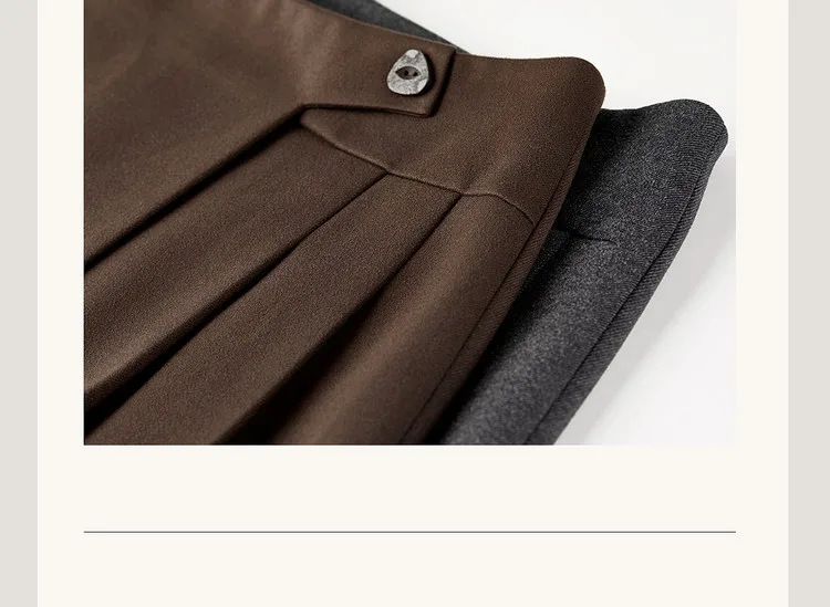 SENTUBILA A Line Skirt for Women 2026 High Waisted Button Decor Irregular Side Pleated Skirt Casual Warm Lady Clothing 154QB6391