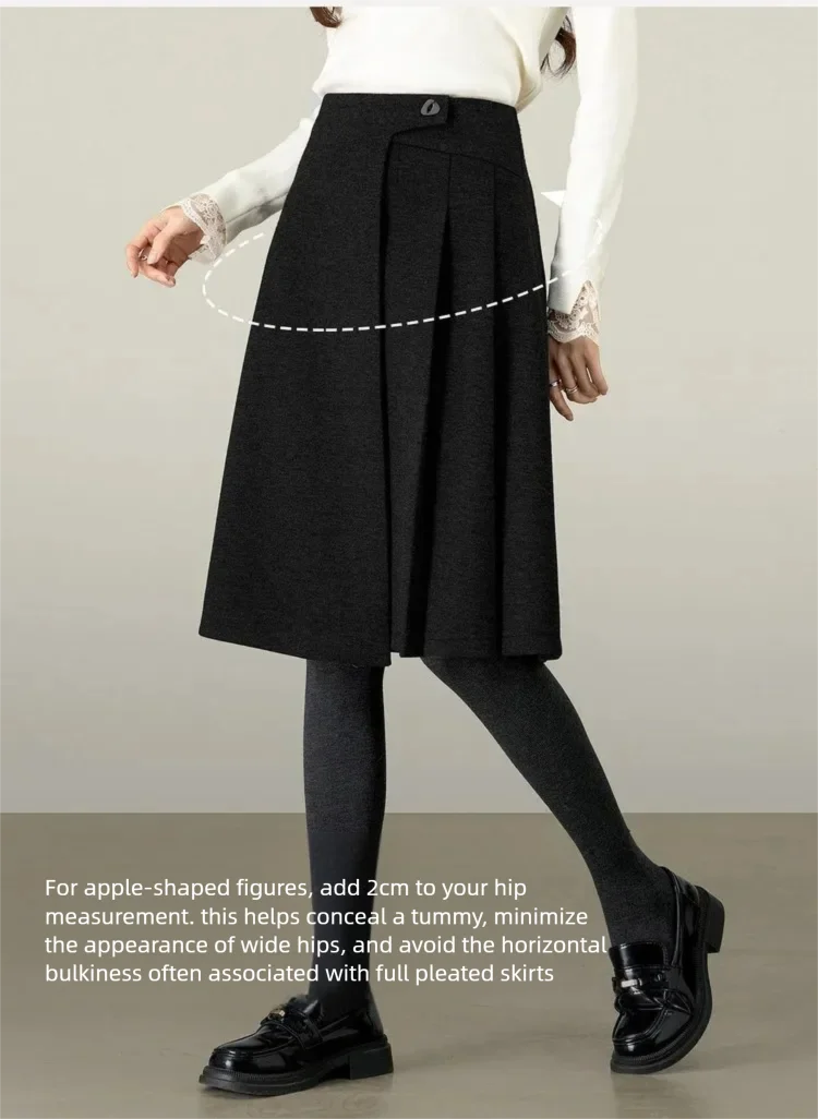 SENTUBILA A Line Skirt for Women 2026 High Waisted Button Decor Irregular Side Pleated Skirt Casual Warm Lady Clothing 154QB6391