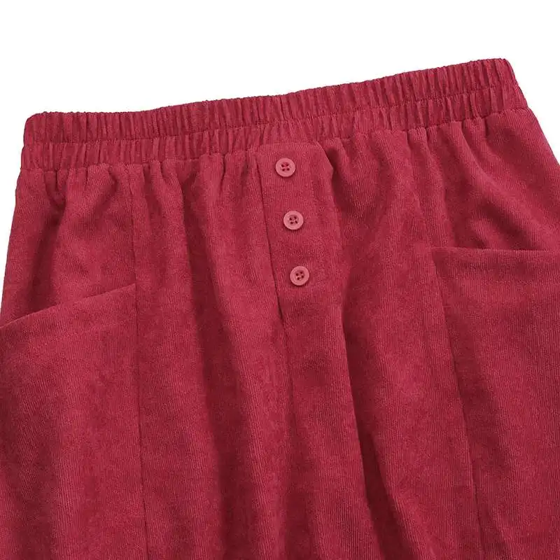 2025 ZANZEA Women Corduroy Skirts Casual Elastic Waist Long Skirt Female Faldas Saia Autumn Vintage Solid Jupe Vestidos Oversize
