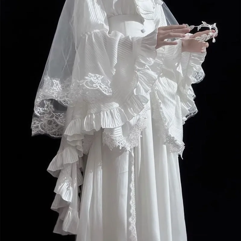 Japanese Skirts for Women 2025 Faldas Mujer De Moda High Waist A-line Jupe Lolita Style Patchwork Lace Vintage Long Skirt 49C903
