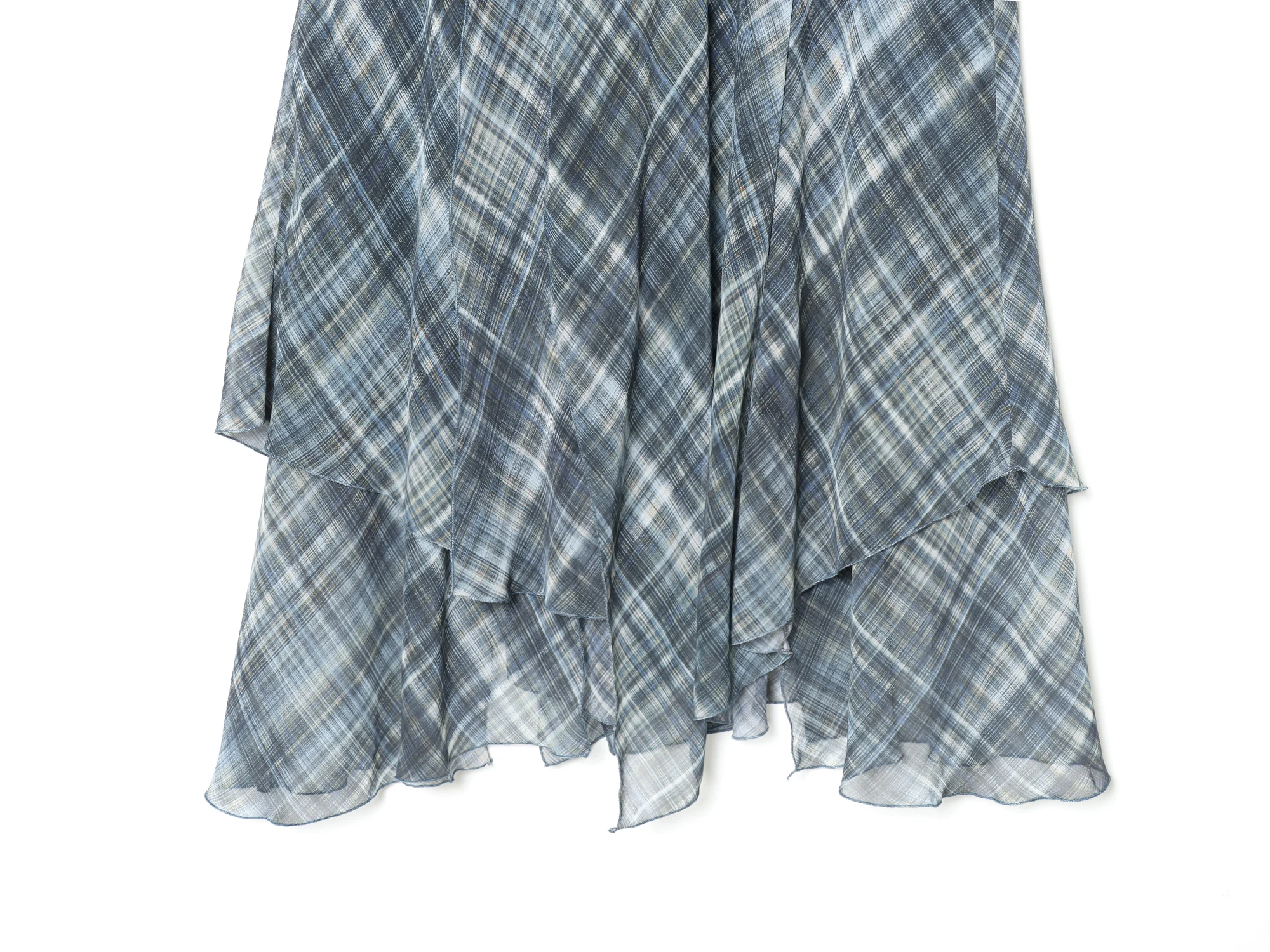 KONDALA Trendy Elegant Asymmetrical Pleated Skirt Women High Street Plaid Midi Skirt 2026 Spring Fashion Holiday Chic Lady Skirt