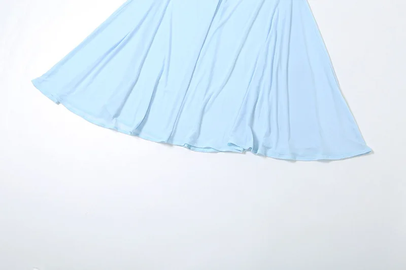 Women Blue Transparent Party Long Dress Blue Skirt Lace Up Long Skirts Female Cute Kwaii Outfits Y2K